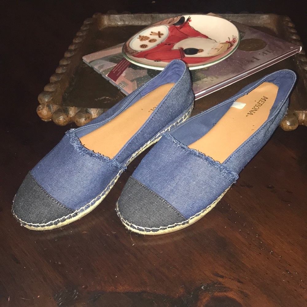 2 tone denim flats